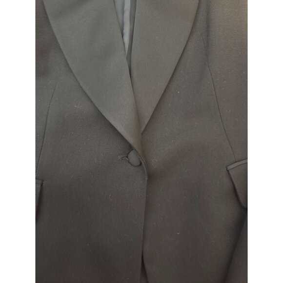 ZARA Small Jet Black Tuxedo Style Blazer Wool Blend Tailored Jacket One Button - Picture 12 of 15